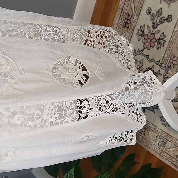 Solitaire Swim Unlined White Crochet Front 3/4 Sleeve Cotton Cover-Up Size S - Picture 6 of 11